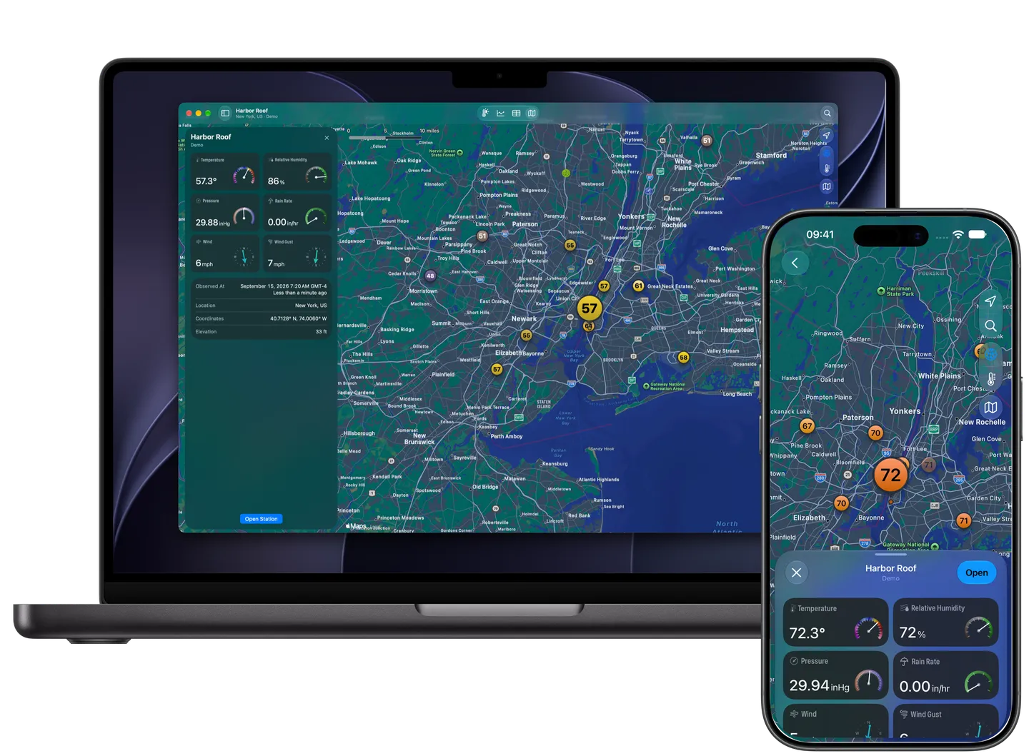 Weather Fusion Map with weather stations